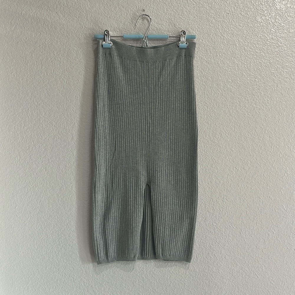 Gianni Bini Sweater Skirt Midi Gray Front split Size Large